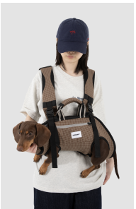 ペット用背骨保護ホリゾンタルリュック（アイスシルクタイプ） - ブラウンチェック - 情境照